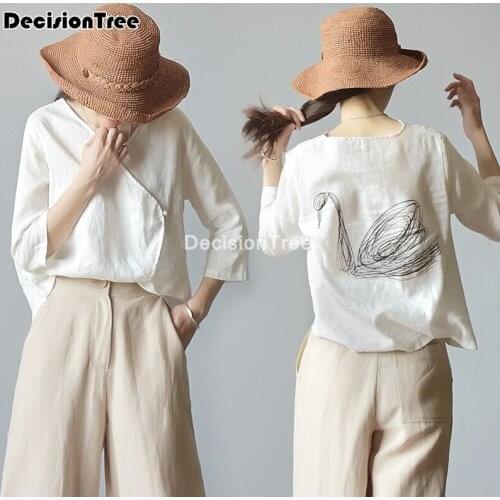 2021 vintage printed cotton linen top camisa china modern chinese style cheongsam blouse retro qipao shirt traditional blouse