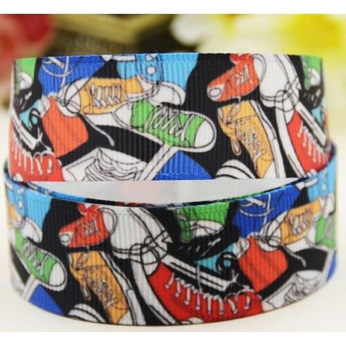 22mm 25mm 38mm 75mm Shoes Cartoon pattern printed Grosgrain Ribbon party decoration 10 Yards X-04168