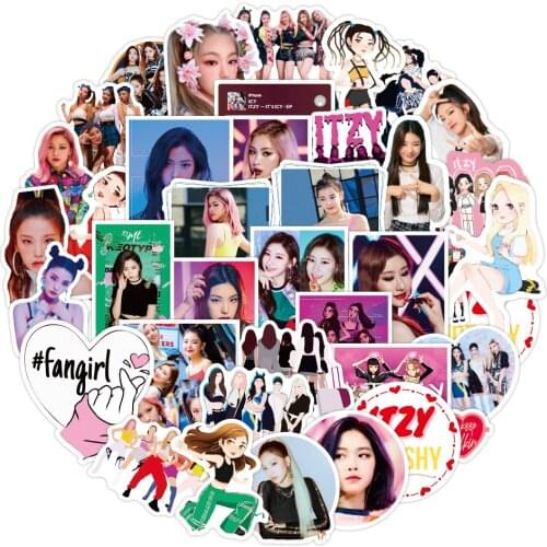 50pcs Kpop Itzy Stickers Lomo Card Star Stationery New Album Scrapbook Waterproof Decoration Stickers Diy Gift Graffiti Sticker