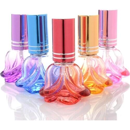 6ml Rose Flower Shaped Glass Spray Perfume Bottles Empty Atomizer Cosmetic Container LX4111