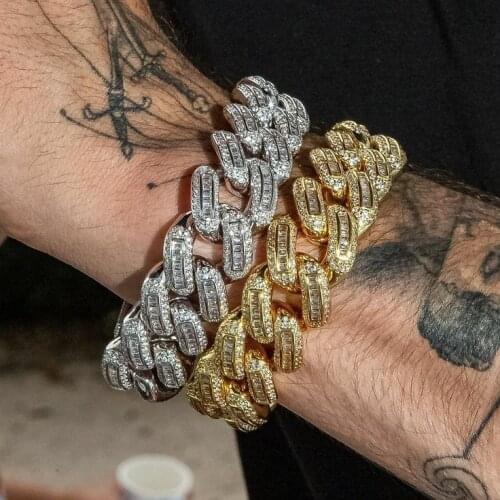 18MM Width Cuban Link Chain Iced Out Bling Hip Hop Men Bracelet Micro Pave 5A Cubic Zirconia Big Heavy Rock Punk Jewelry