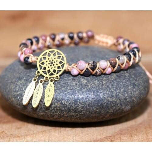 2020 Natural Stone Wrap Bracelets for men and Women Stainess steel charm braid Boho Friendship Bracelet Jewelry drop shipping