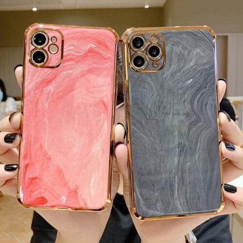 Marble Texture Gold Plating Phone Case For iPhone 12 Pro Max 11 XR XS Max X 7 8 Plus 12Pro 11 Pro Max 11 Camera Protection Cover