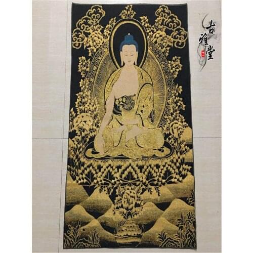 Shakyamuni black gold Tang family black Tangka living room porch decorative painting new Chinese Tibet