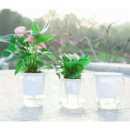 Automatic Watering Flowerpot Transparent Water Storage Plastic Flowerpot for Succulent Plants Herbs African Violets Flowers