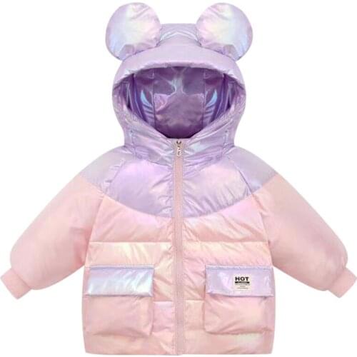 Childrens White Duck Down Jacket 2020 Winter New Bright Face Hooded Boys Girls Outerwear Kids Clothes Toddler Girl Winter Coat