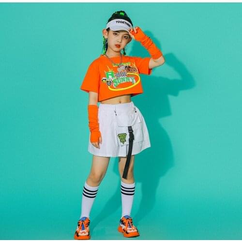 Childrens Sets Grils T-shirt Skirts Hip Hop Tracksuits Cheerleaders Streetwear Casual Tees Tops Skirt Kids Stage Dance Clothing