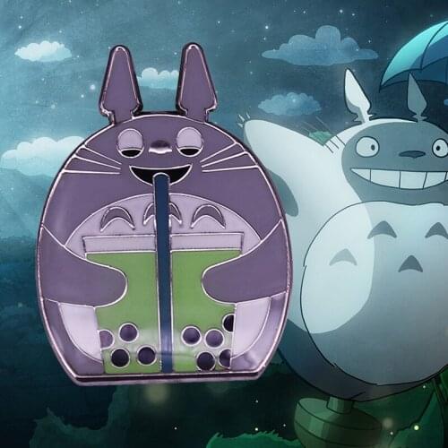 Totoro Boba Ea Enamel Pin Bubble Tea Brooch on Studio Ghibli Valentines Day gift