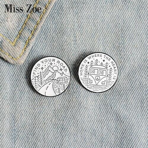 Where the heart is Enamel Pin Custom Adventure Badge Mountain Brooch Bag Clothes Lapel pin Fashion Outdoors Jewelry Gift Friends