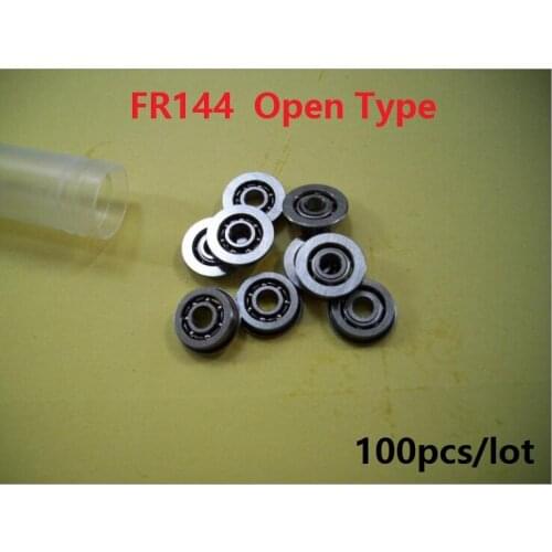 100pcs FR144 Open type 1/8" x 1/4" x 7/64" Inch flanged flange Ball Bearing shielded 3.175 x 6.35 x 2.78 mm
