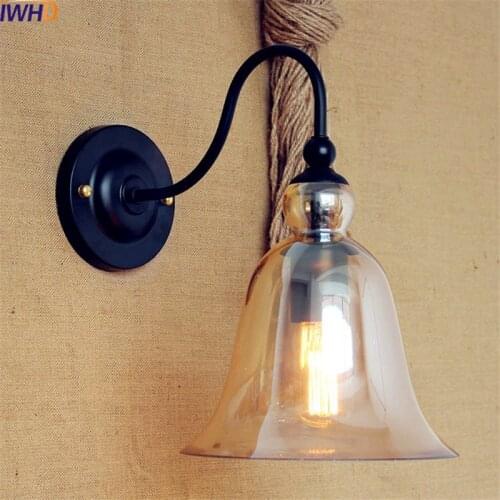 IWHD American Retro Vintage Wall Lamp Lights Glass Edison Loft Industrial Wall Sconce LED Stair Light Arandela Apliques Pared