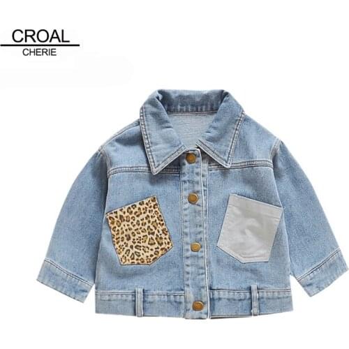 COOTELILI Cute Leopard Boys Denim Jacket For Girls Outerwear Autumn Windbreaker For Girls Kids Boys Jacket Baby Infant Clothes