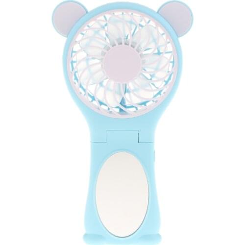 Cute Panda Shape Personal Portable Handheld Folding USB Fan with Mirror