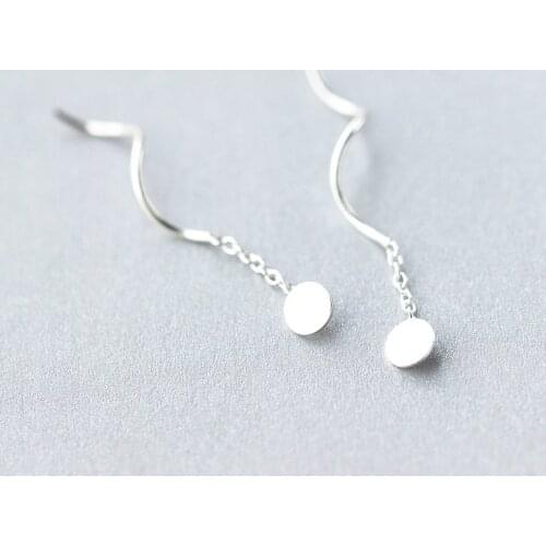 MloveAcc Fashion Hot 100% 925 Sterling Silver Wave Earrings Little Round Linked Drop Earrings for Women