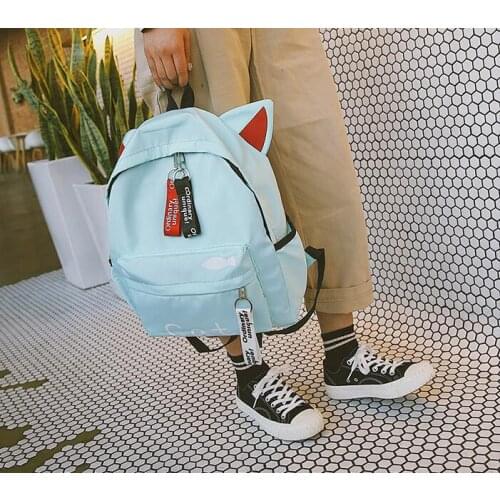 Hot Fashion Canvas Backpack For Women Girls Satchel School Bags Cute Rucksack School Backpack children Cat Ear Cartoon