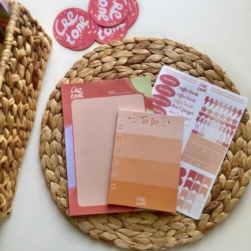 Cretone Pad Stickers Decal Sticky Notepad Diary and Notebook planner organizer binder books School Office Supplies A5 A6