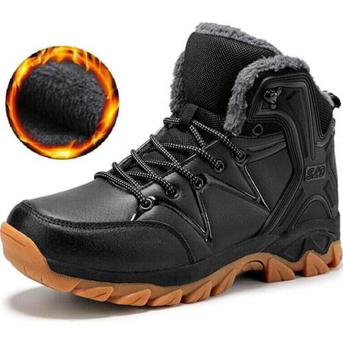 Non-slip Winter Plush Warm Men Boots Waterproof Leather Men Snow Boots Outdoor Men Sneakers Ankle Boots Men Hiking Boots 39-46