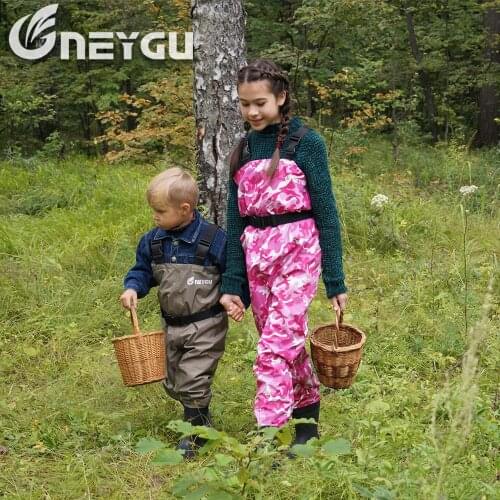 NEYGU childrens and kids chest waders, fishing waders, boating pants with anti-slip boots for paddling, sailing, Rowing