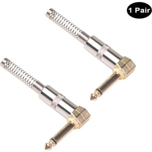2pcs New Zinc Alloy L Shape 6.35mm Mono DIY Solder Plug for Guitar Mic Audio