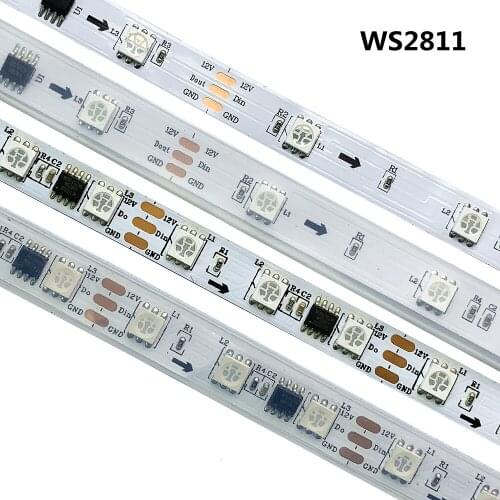 DC12V WS2811 Pixel Led Strip Light;Addressable Digital 30/60leds/m Full Color WS2811 5050 RGB LED Lamp Tape 1 IC Control 3 LED