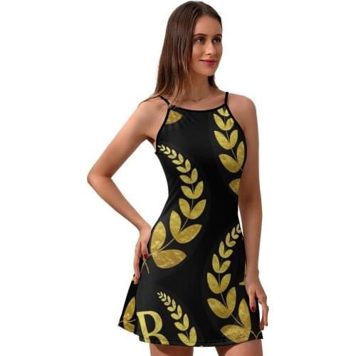 Letter Dress Suspender Day Sale Dresses Stylish Teen Spandex Printed One-Piece Dress