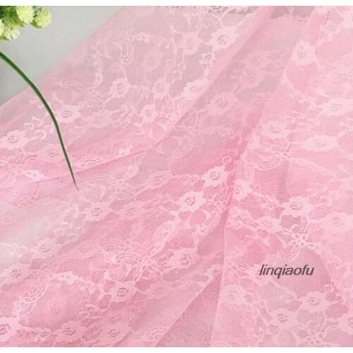 Pink translucent openwork lace fabric dress dress costume curtain lace accessories Wedding costumes, fabrics