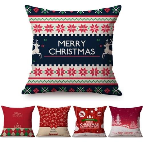 Happy Christmas Cushion Cover Cushions Home Decor Sofa Decorative Cushions Pillowcase Christmas Pillow Cover Throw Pillow Covers