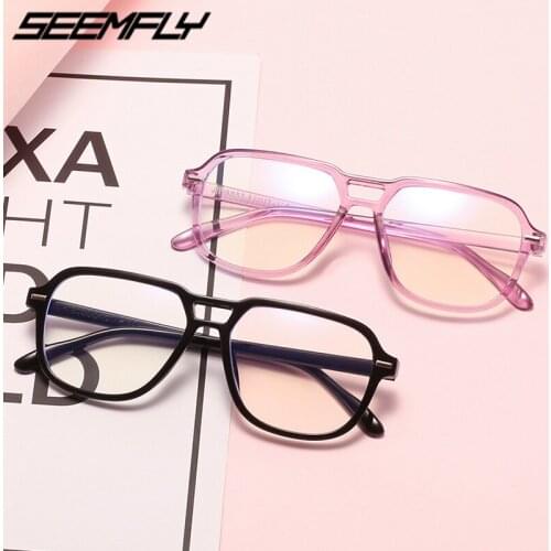 Seemfly Anti Blue Light Oversized Glasses Computer Gaming Goggle Women Men Clear Lens Eyeglasses Flat Mirror Unisex Eyewear 2020