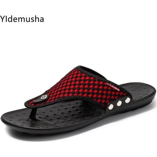 2021 New Style Summer Shoes Men Slippers Breathable Mesh Beach Slippers Mens Flip Flop Sandals Summer Men Shoes Male Flip Flops