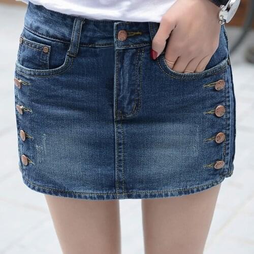 2021 Summer New Fashion Women Jeans Shorts Womans Fake Two Pieces Mid Waist Denim Short Skirt Size 26-40