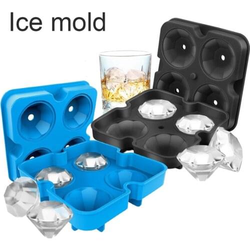 Silica gel 4 holes household diamond kitchen shaped ice mold whisky summer cool 40FP12