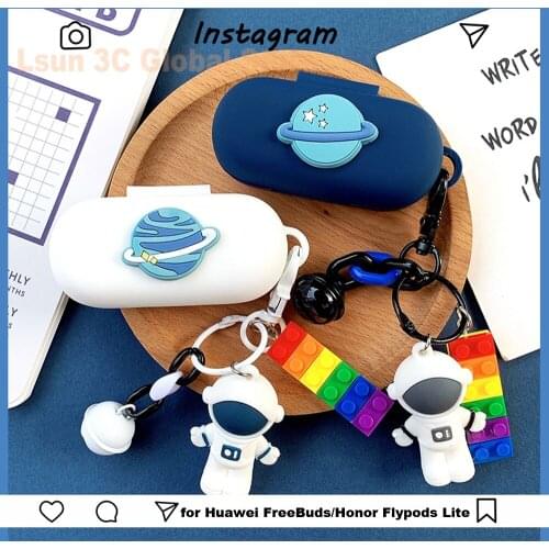 Cute Astronaut Silicone Case for Huawei FreeBuds 3i Case for Honor Flypods 3 Bluetooth Earphones Protect Cover Headphones Box