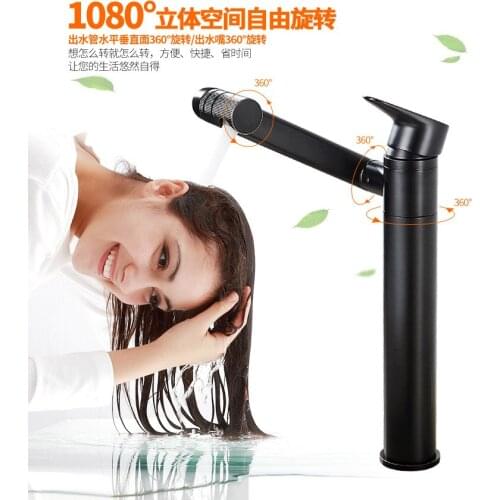 Bathroom Faucet Hot and cold Water Swivel Easy Wash for Basin Faucet Mixer Black Kitchen Faucets 360degree rotation Taps torneir