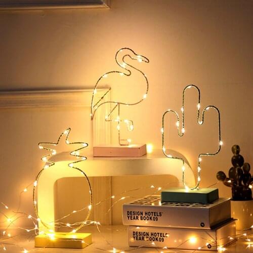 Led Night Lights Flamingo Cactus Pineapple Pattern Neon Signs Light Party Supplies Kids' Room Decoration