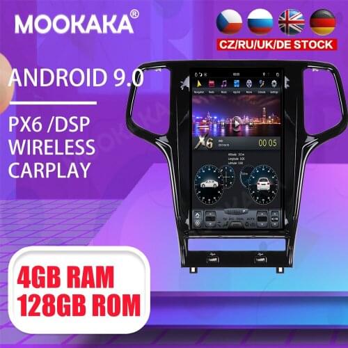 Tesla 13.6" Android 9 PX6 4G 128GB Car Player For Jeep Grand Cherokee 2010-2019 Car GPS Navi CarPlay Head Unit DSP Stereo