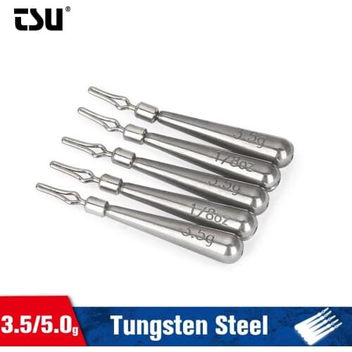 TSURINOYA Tungsten Steel Sinker 3.5g 5.0g Skinny Drop Shot Weights Fishing Group Accessories Soft Lure Tools Deep Water Jig Head