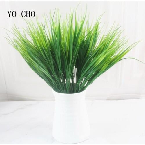 YO CHO Artificial Plants 7/Fork Simulation Spring Grass Plastic Flowers Fake Grass Decoration for Home Office Wedding Decoration