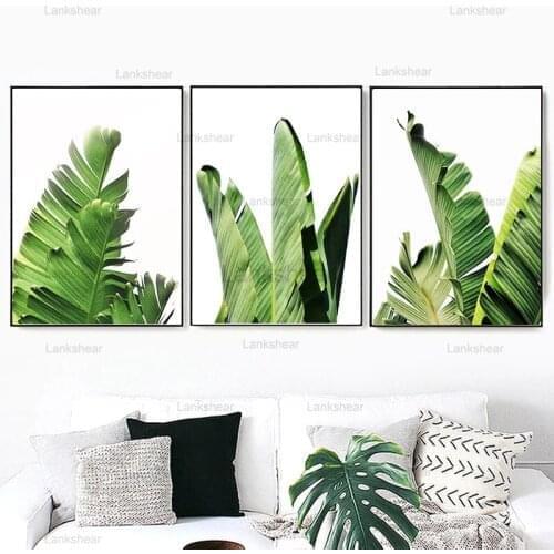 Green Plant Nordic Canvas Painting Ropical Palm Banana Turtle Leaf Prints Poster Wall Art Picture Bedroom Living Room Home Decor