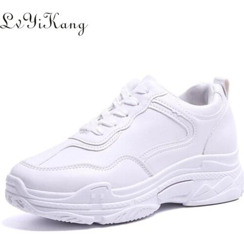 Lvyikang 2019 New Spring Fashion Women Casual Shoes Leather Platform Shoes Women Sneakers Ladies White Trainers Chaussure Femme