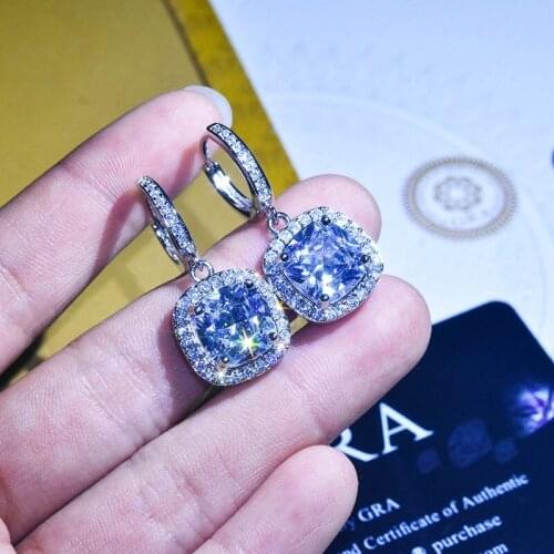 Luxury Unusual Square Zircon Drop Earrings With Dazzling Crystal Fashion S925 Piercing Jewelry For Women Wedding Valentines Day