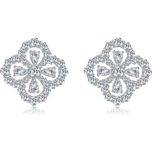 Vintage 100% 925 Sterling Silver Earring High Carbon Diamond Bunge Bedstraw HerbFor Women Anniversary Earring Fashion Jewelry