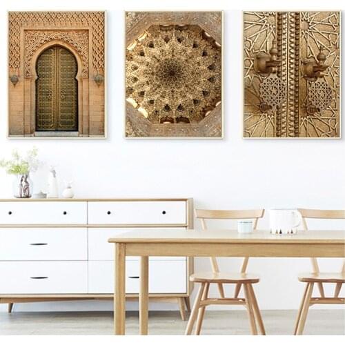 Gold Morocco Door Art 5D Diy Diamond Painting Full Square Round Mosaic Diamond Embroidery Rhinestone ArchitecturesZP-4650