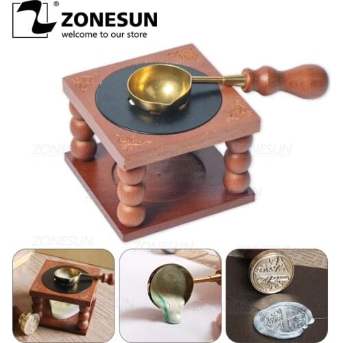 ZONESUN Stamp Wax Seal Beads Sticks Warmer Wax Sticks Melting Glue Furnace Spoon Tool Stove Pot For Wax Seal Stamp Candle