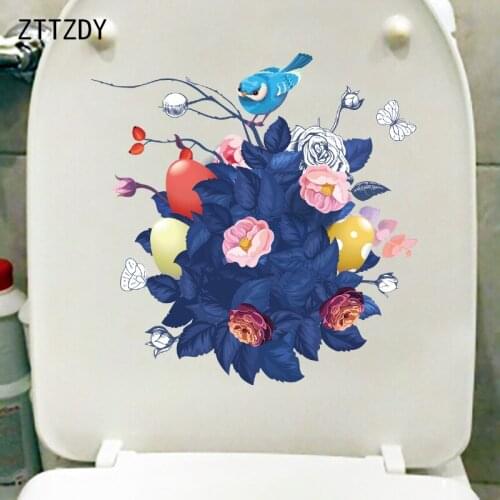 ZTTZDY 23.3CM×23.5CM Creative Cartoon Bouquet Wall Stickers Funny Toilet Decoration Home Accessories T2-0940