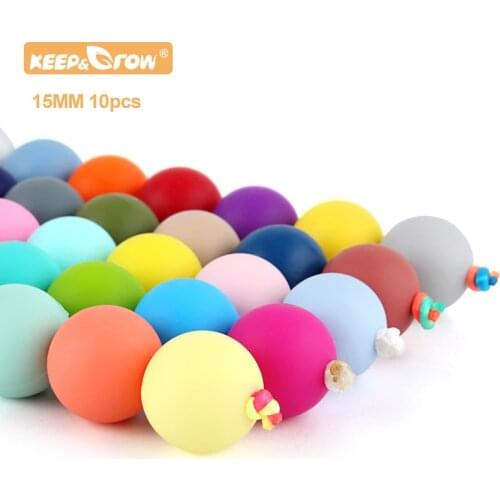 10Pcs Silicone Beads 15MM Round Bead DIY Baby Teething Pacifier Chain Food Grade Teething Necklace Round Pearl Nursing Baby Toys