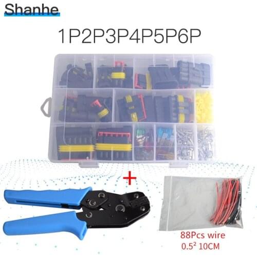 123456Pin Car Motorcycle Waterproof Electrical Wire Connector Terminal Assortment Box with Blade Fuse with crimping plier