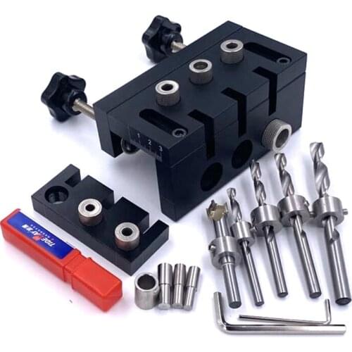 3 In 1 Dowelling Jig Woodworking Joinery Punch Locator Accurate Self Centering Metric Dowel Home Drilling Tools Pocket Hole Jig