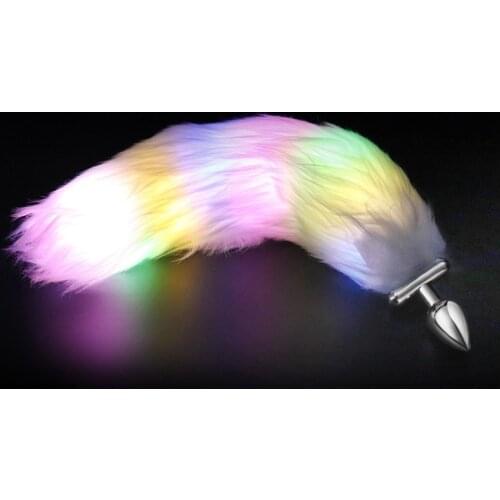 Luminous Fake Fur Fox Anal Plug Tail Butt Plug BDSM Flirt Anus Plug Tail For Women Adult Sex Games Exotic Products For Couples