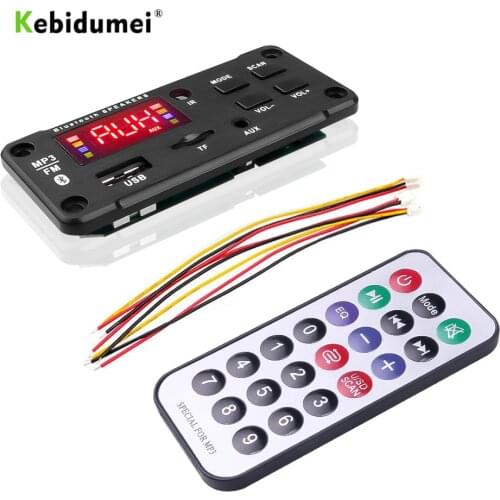 Bluetooth 5.0 5V-12V Handsfree Car Radio MP3 Player Decoder Board Support Recording FM TF SD Card AUX With MIC Audio Module