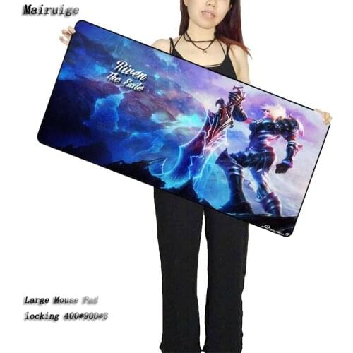 Mairuige league of legends riven Large Gaming Mouse Pad 900*400 DIY Picture with Edge Locking Mouse Mat for CSGO Dota2 Gamer